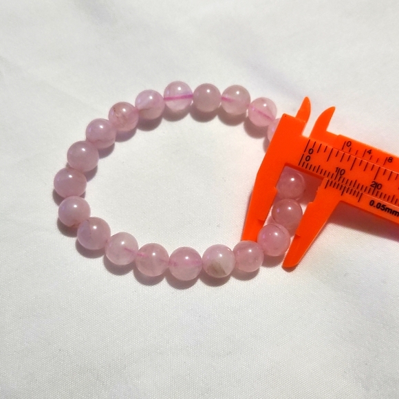 Rose Quartz Crystal Bracelet 6mm - Picture 2 of 2